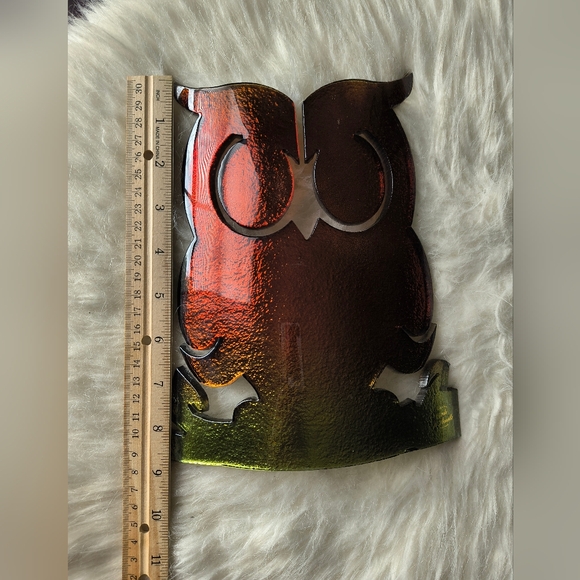 Art Glass OWL Curved 9”x 7” Iridescent Orange Vetri Di Nennella - Picture 9 of 12